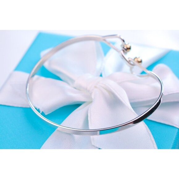 Tiffany & Co. Bracelet Double Heart Bangle in Sterling Silver & 14K Gold Accents - Picture 10 of 14